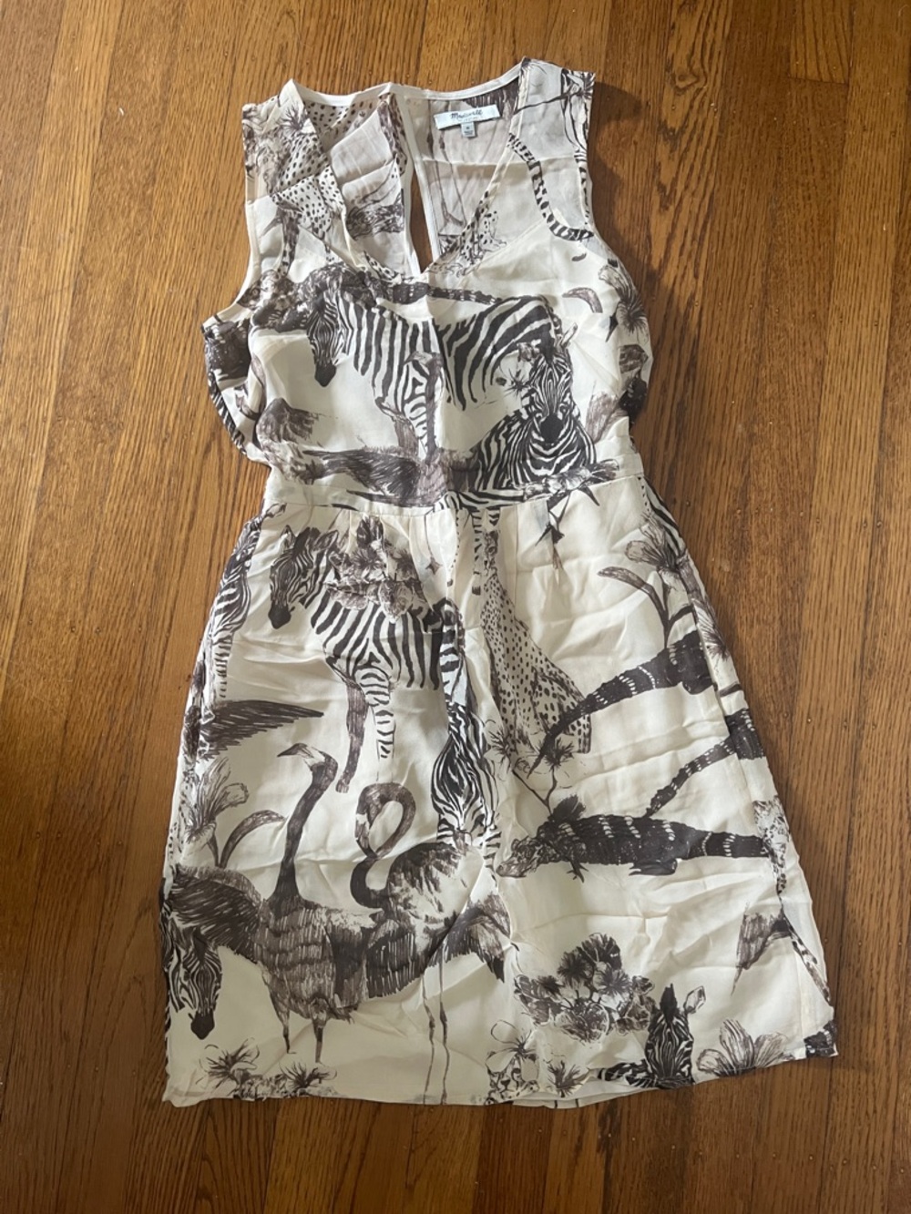 Madewell Animal Print Sleeveless Dress in Cream and Brown